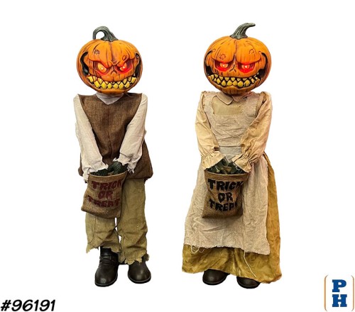 Life-Size Figure, Pumpkin-Head Twins