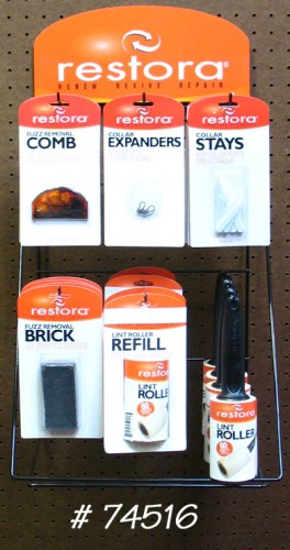 dry cleaning counter top display rack