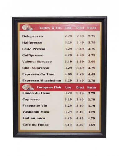 menu board