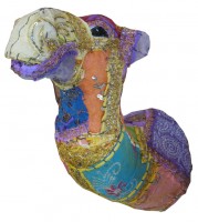 patchwork fabric camel head