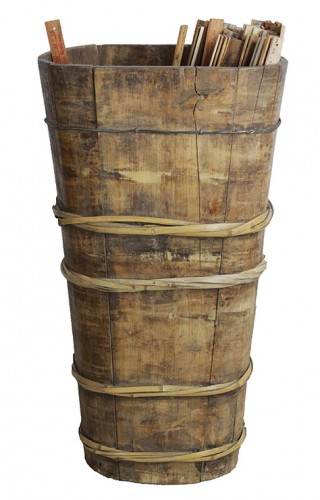 Tall Oval Wood Bin