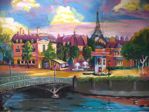 backdrop, paris street scene
