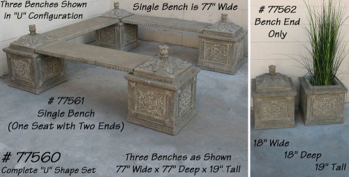 faux concrete bench & planter end