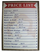 nail salon menu