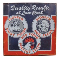 cow, hog and chicken feed sign