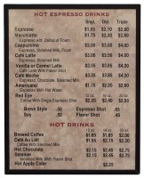 Coffee Menu Sign