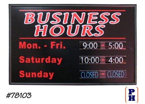 Light-Up Hours Sign