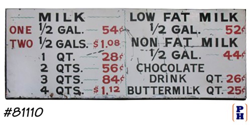 Milk Prices Menu Board