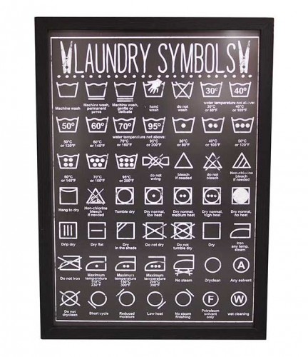 French Laundry Symbol Sign Prints Black and White Poster , Affiche