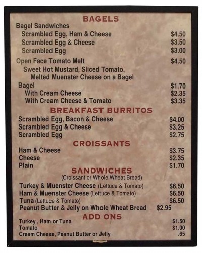 Coffee Menu Sign