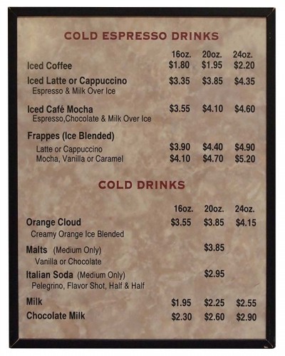 Coffee Menu Sign