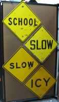 Traffic Signs (Panel #28), School, Slow, Icy