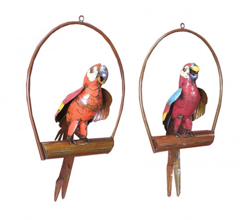 metal parrot on perch
