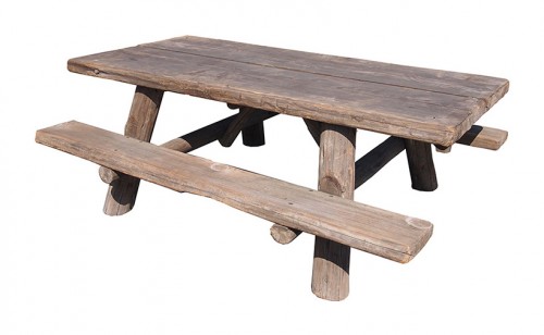 Campsite Log Picnic Table In, What Size Are Campground Picnic Tables